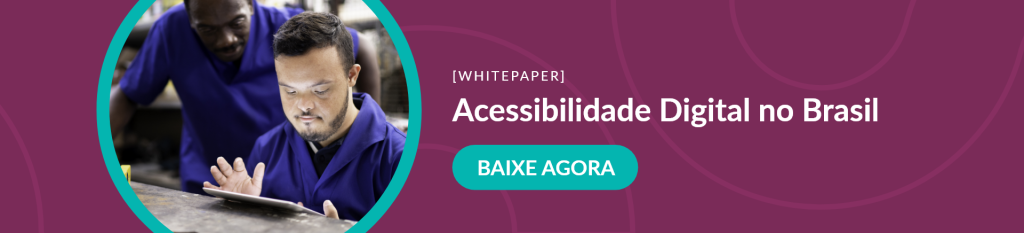 banner roxo com os dizeres Acessibilidade Digital no Brasil e um botão verde abaixo dizendo baixe agora